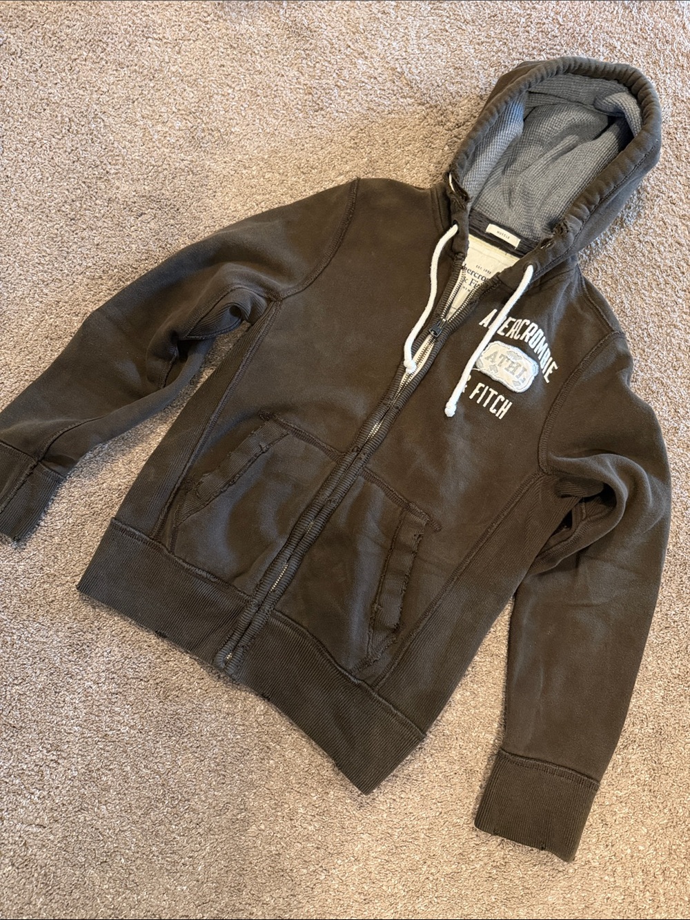 Vintage Abercrombie & Fitch Dark Brown Hooded Zip-Up Sweatshirt Jacket